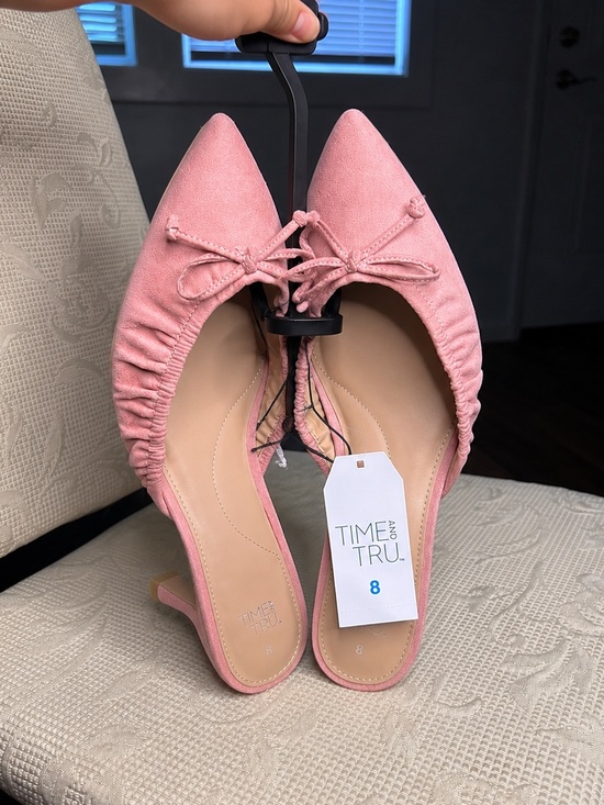 Time and Tru Shoes - Time and Tru Pink Bow Kitten Heel Mule Shoes NWT | Pointed Toe | Size US 8 UK 6